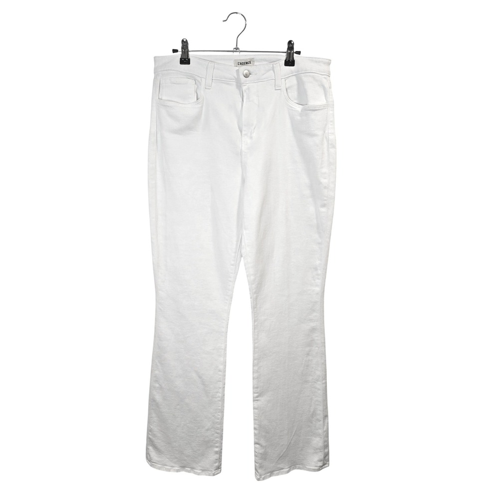 L'AGENCE Flare Jeans Women 31 White High Rise Stretch Denim Pants